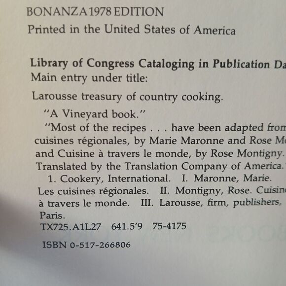 Vintage 1978 Larousse Treasury of Country Cooking Book Hardcover Culinary - Picture 11 of 15